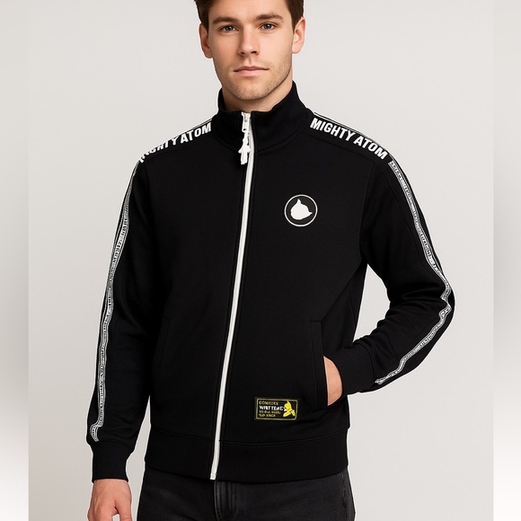 Tezuka Mighty Atom Astro Boy Track Jacket Black Zip-Up Anime Streetwear Small - Picture 1 of 10
